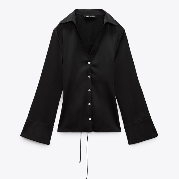 Zara button up satin open back blouse - Picture 6 of 8